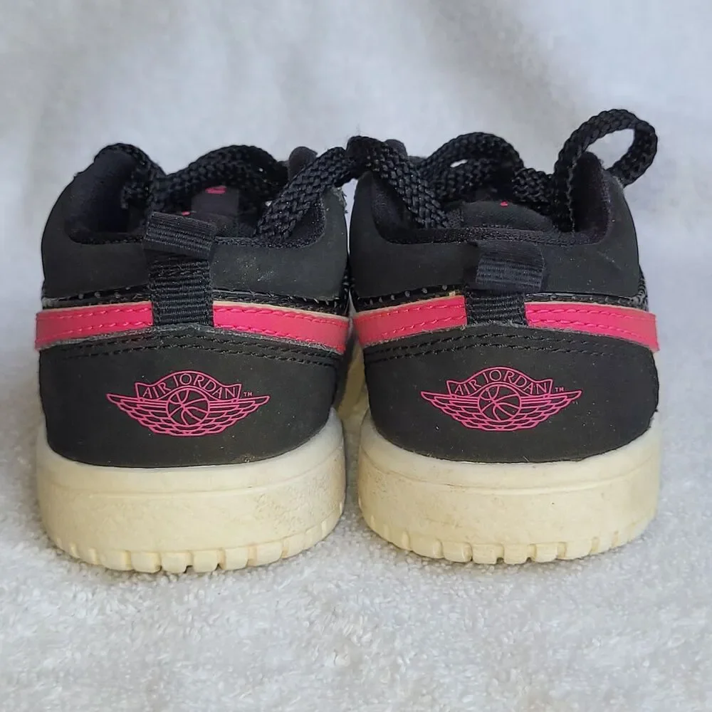 Nike Kids Air Jordan 1 Low Sz 6C Black Pink Toddler Good Used Cond 554721-008